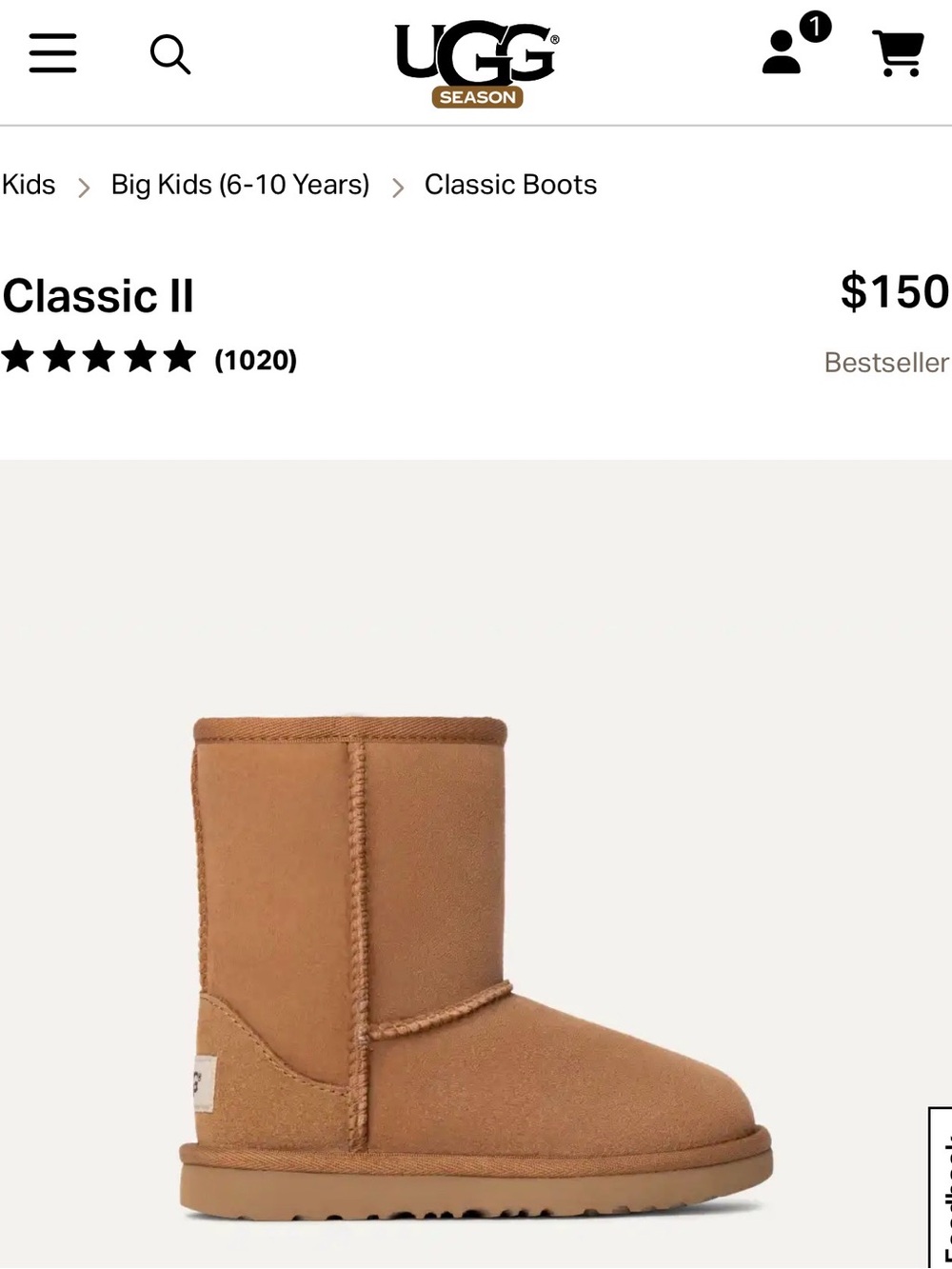 UGG Kids Classic II Boot in Chestnut